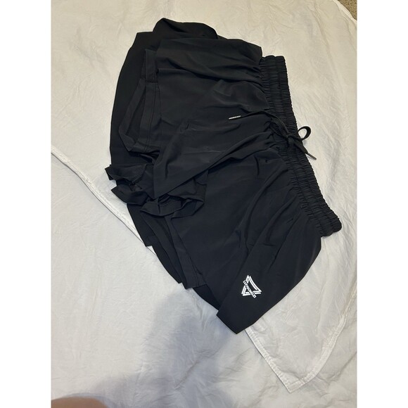 Luogongzi 2 in 1 Flowy Running Lined Shorts Women Size M  Black Drawstring - Picture 7 of 8